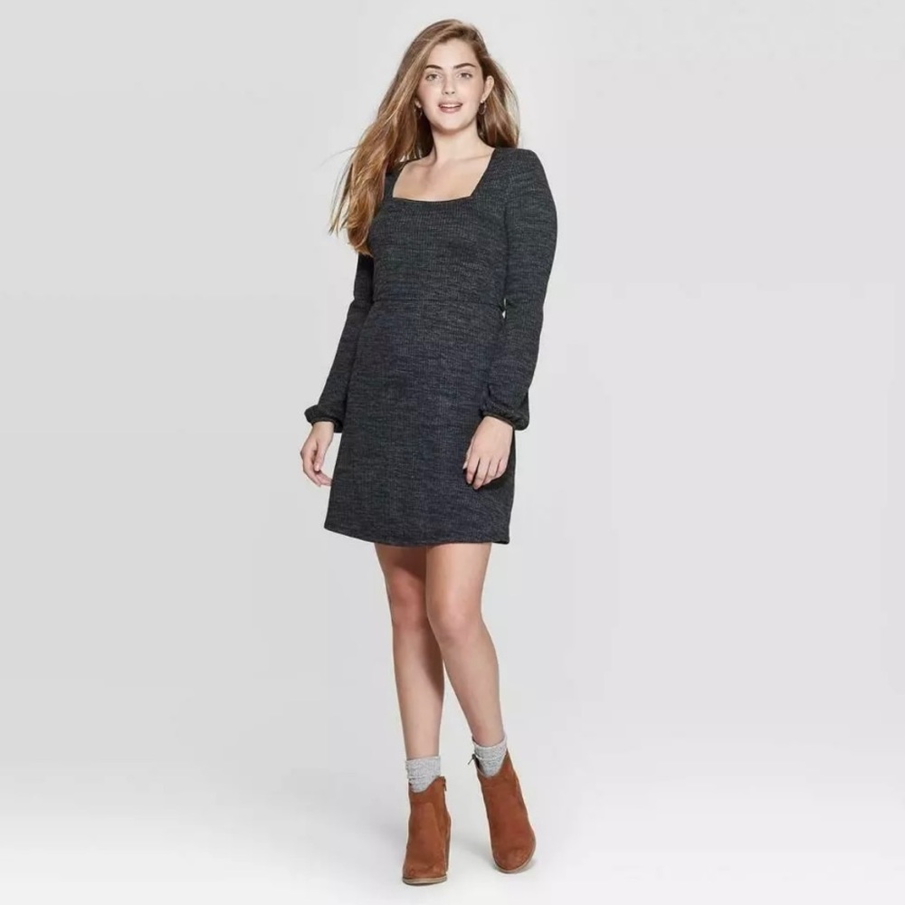Xhilaration Long Sleeve Square Neck Sweater Dress